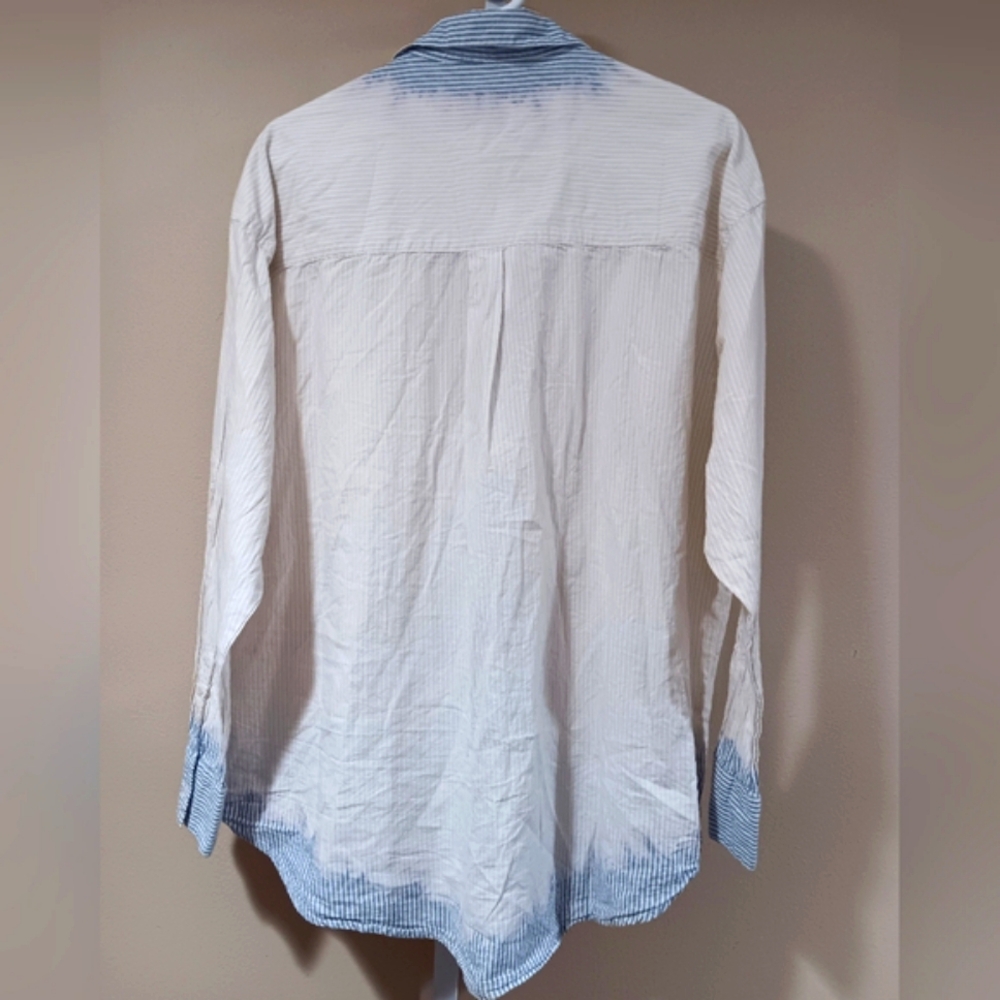 BDG Urban Outfitters (Size M) Blue/Ivory Sadie Bleach Stripe Shirt (NWT) - Picture 2 of 9